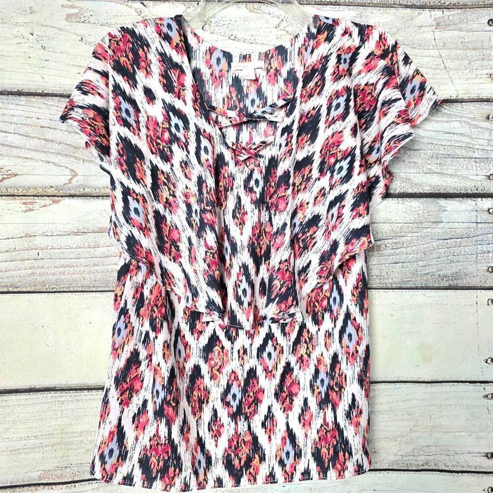 Cato Ikat Print Flutter Sleeve Blouse Women’s S